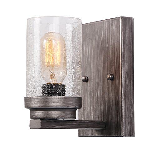 Eumyviv 17702 1-Light Vintage Industrial Metal Wall Lamp with Crack Glass Shade Retro Rustic Wall Sconces Antique Edison Decorative Wall Light Fixtures