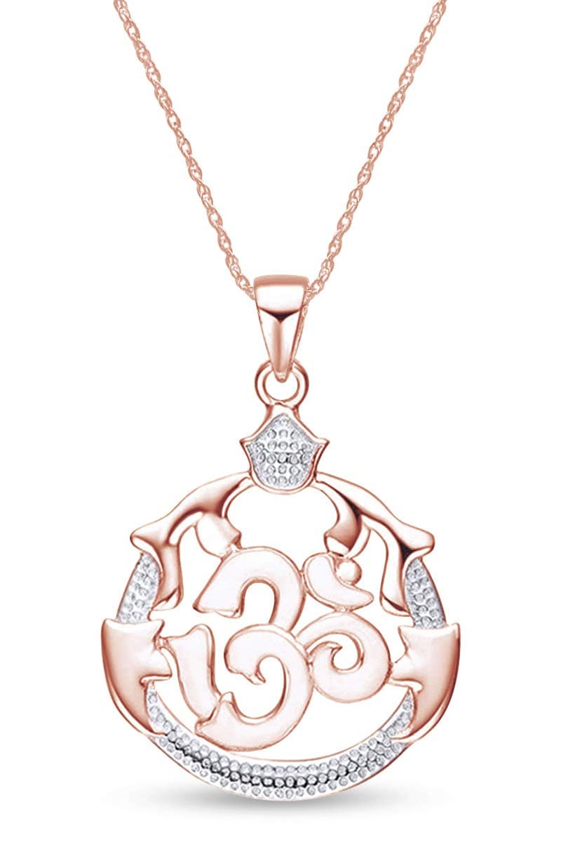 Jewel Zone USOM, OHM, AUM Symbol Pendant Necklace 14k Gold Over Sterling Silver