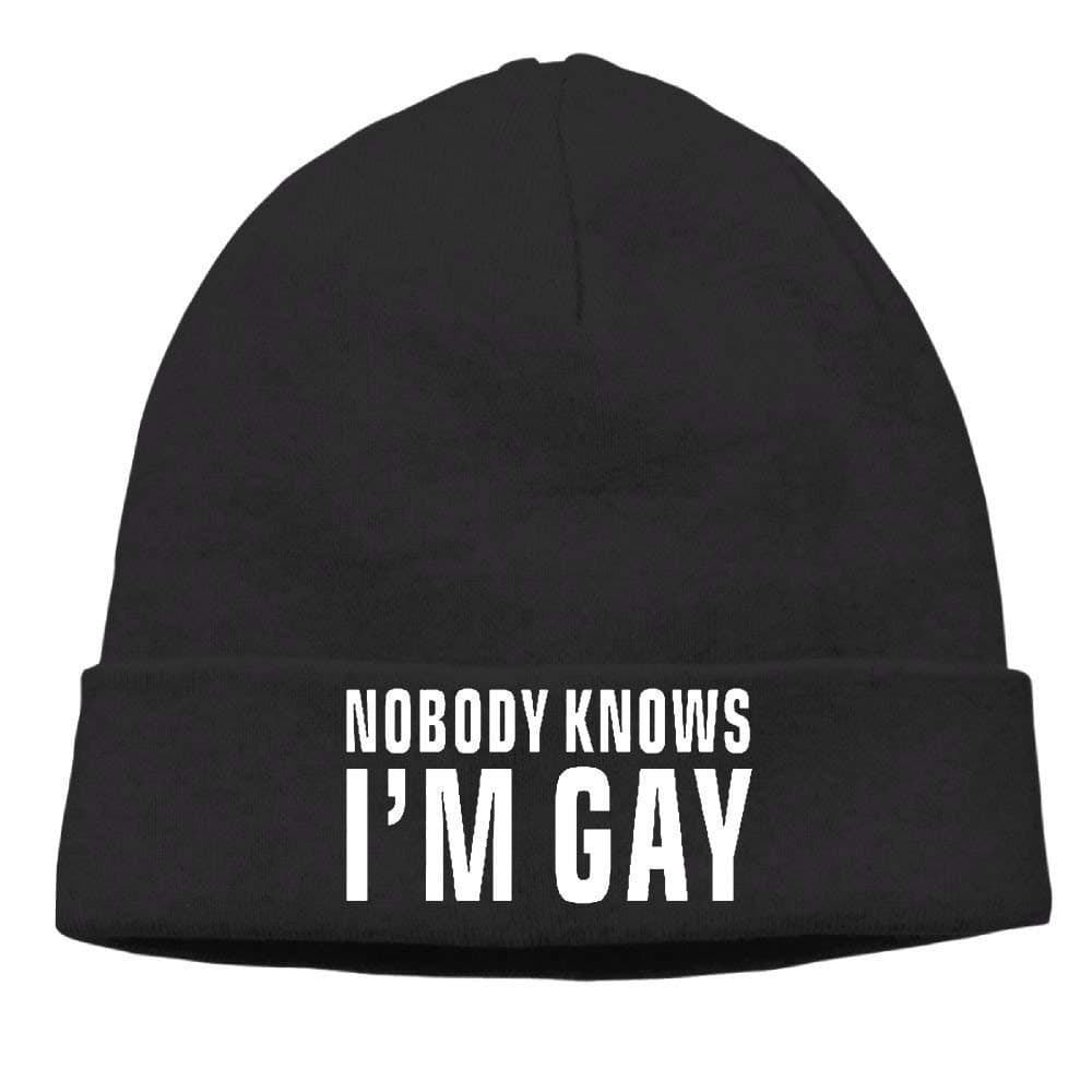 TRUIOKO Skull Cap Knitted Hat Momen's Nobody Knows I'm Gay Classic Skiing Beanies Hat