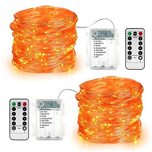 BrizLabs Fairy Lights, 19.47ft 60 LED Pulse String Lights, 12 Modes Battery Copper Wire Twinkle Lights with Remote Control & Timer Indoor Outdoor Firefly Lights for Bedroom Wedding, Warm White, 2 Pack
