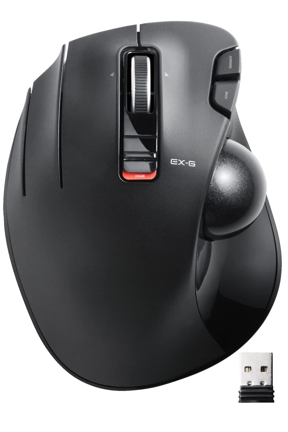 ELECOM Wireless Trackball Mouse EX-G, Left-Handed, 6 Buttons, Tilt Wheel (Left and Right Scroll), Black M-XT4DRBK