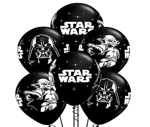 Hill 6x12” Star Wars Latex Balloons - 6 Pack - Black, White - Birthday - Kids