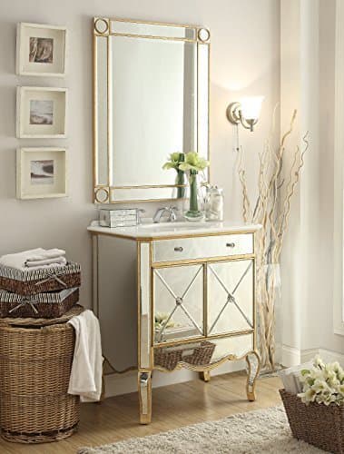 Benton Collection 30" All Mirrored Adelisa Vanity Gold w/Matching Mirror 507GC-RA/1002G