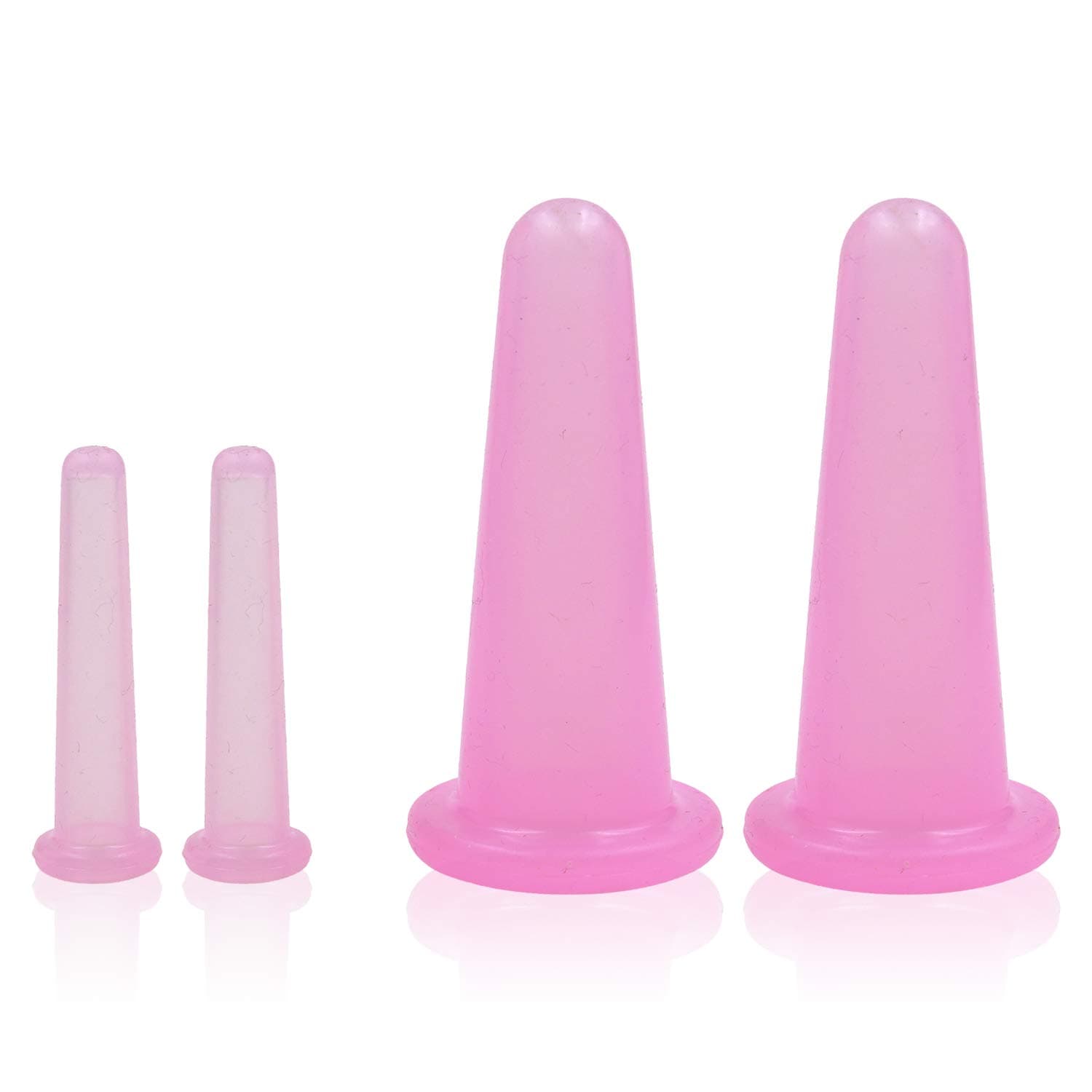 4 Pcs Facial Cupping Set,Natural Silicone Facial Massage Cup for Body,Face,Neck,Back,Eye Massage,Vacuum Tank,Perfect for Body,Facial Care,Anti-aging Beauty Tool(2 Small&2 Large, Pink)