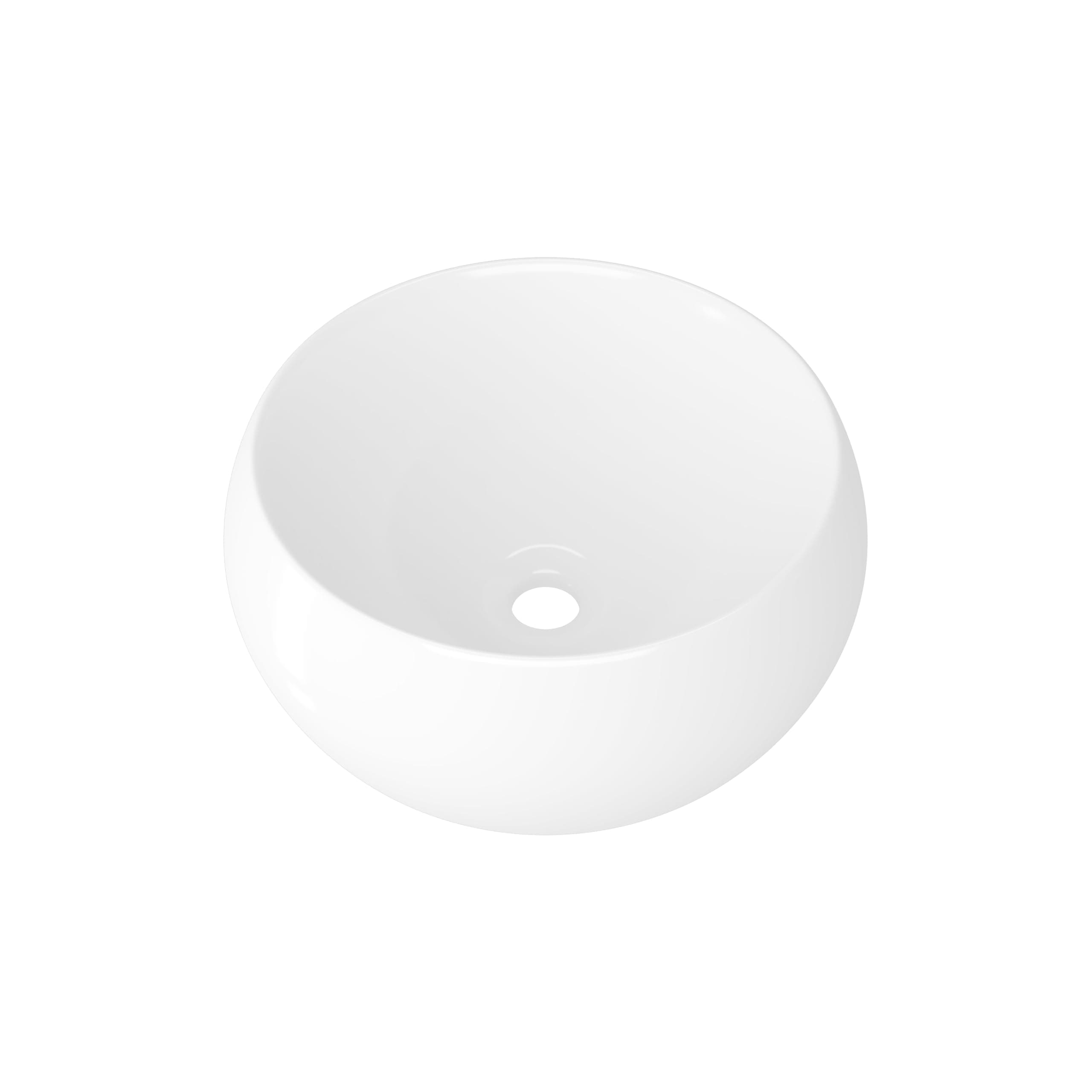 Eridanus Bathroom Vessel Sink, Ceramic Countertop Round Basin, Cloakroom Washbasin for Lavatory, Vanity Unit, White Gloss - 390 x 390 x 160mm