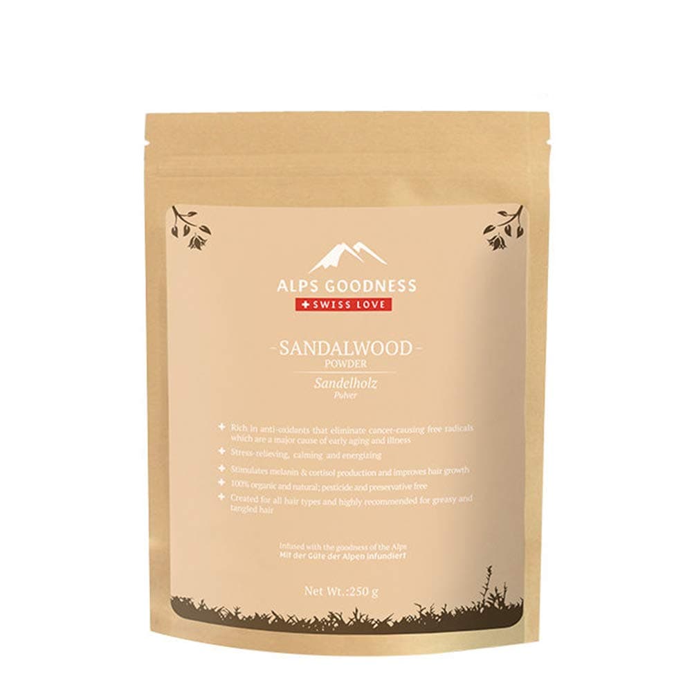 Alps Goodness Sandalwood Powder for Skin & Hair, 250 g | 100% Natural Face Mask Powder For Even Toned Glowing Skin | No Chemicals, No Preservatives, No Pesticides