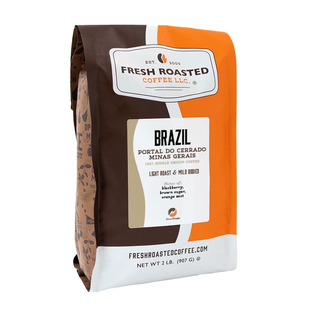 Fresh Roasted Coffee, Brazil Minas Gerais, 2 lb (32 oz), Light Roast, Kosher, Whole Bean