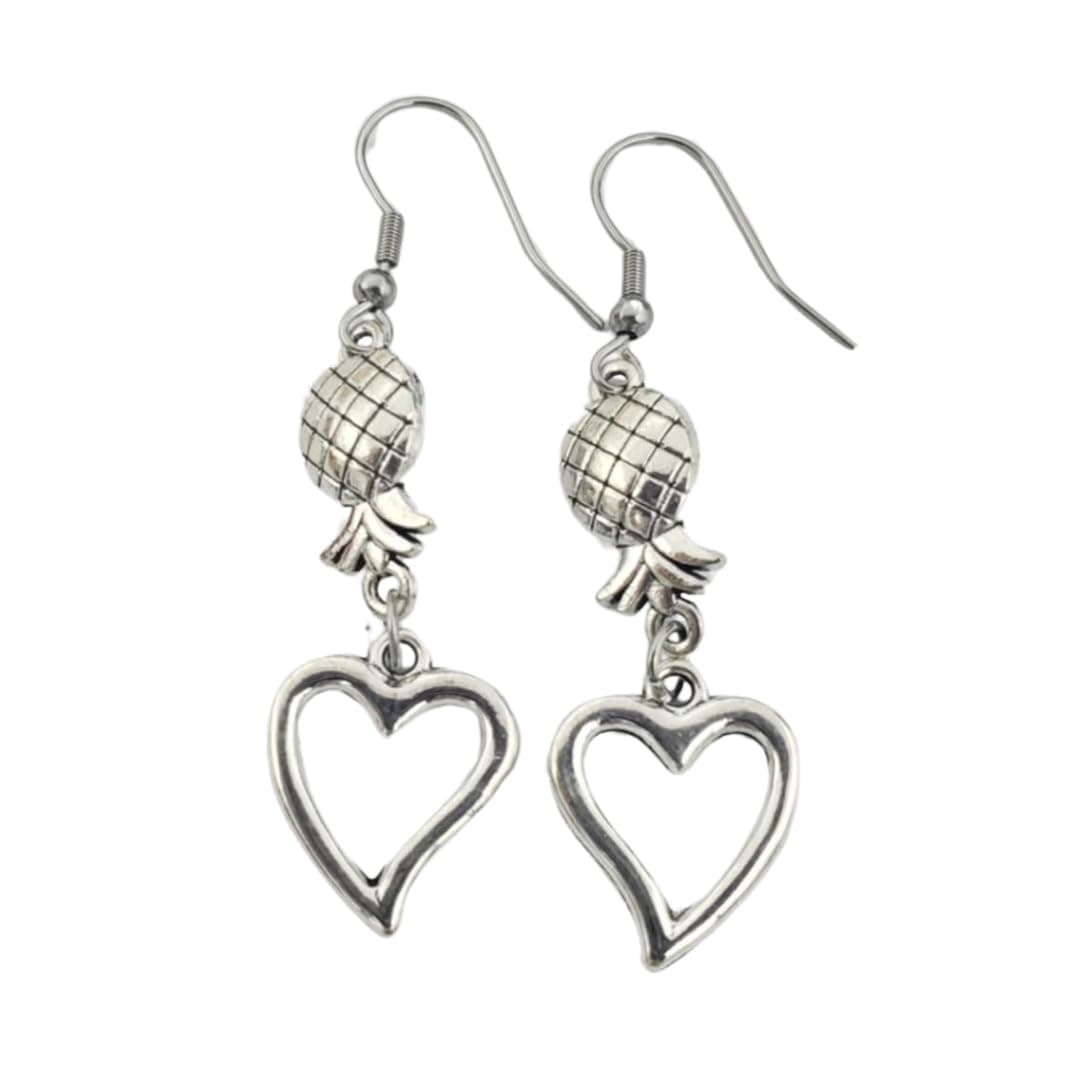 Upside Down Pineapple Jewelry, Upside Down Pineapple Earrings, Upsidedown Silver Earring for Couples, Valentines Day, Christmas for Wife