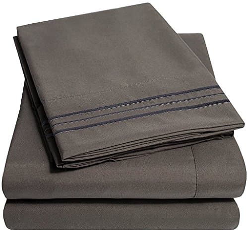 EM Imports Luxury 1800 Loft Collection Microfiber 4Pc Bed Sheet Set Full Size Gray