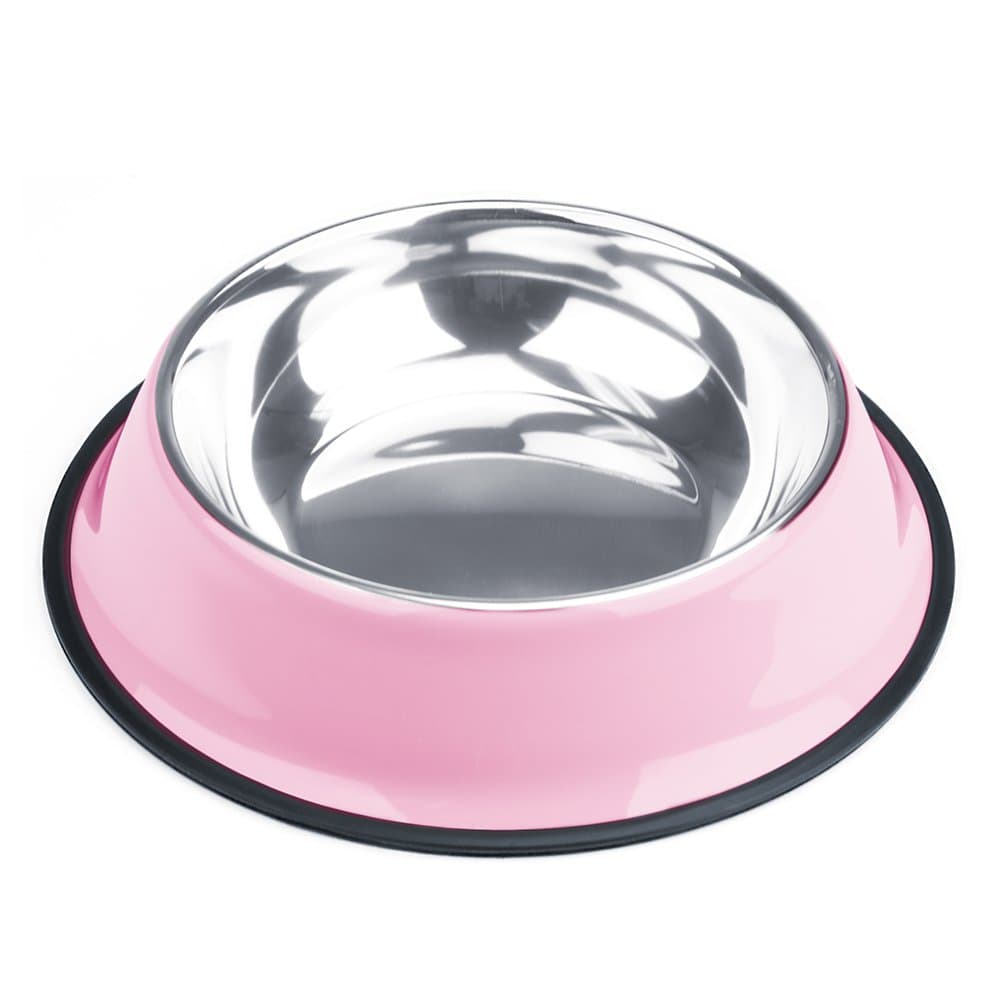 Weebo Pets Pink No-Tip No-Slip Stainless Steel Bowl (40oz. Kahuna)