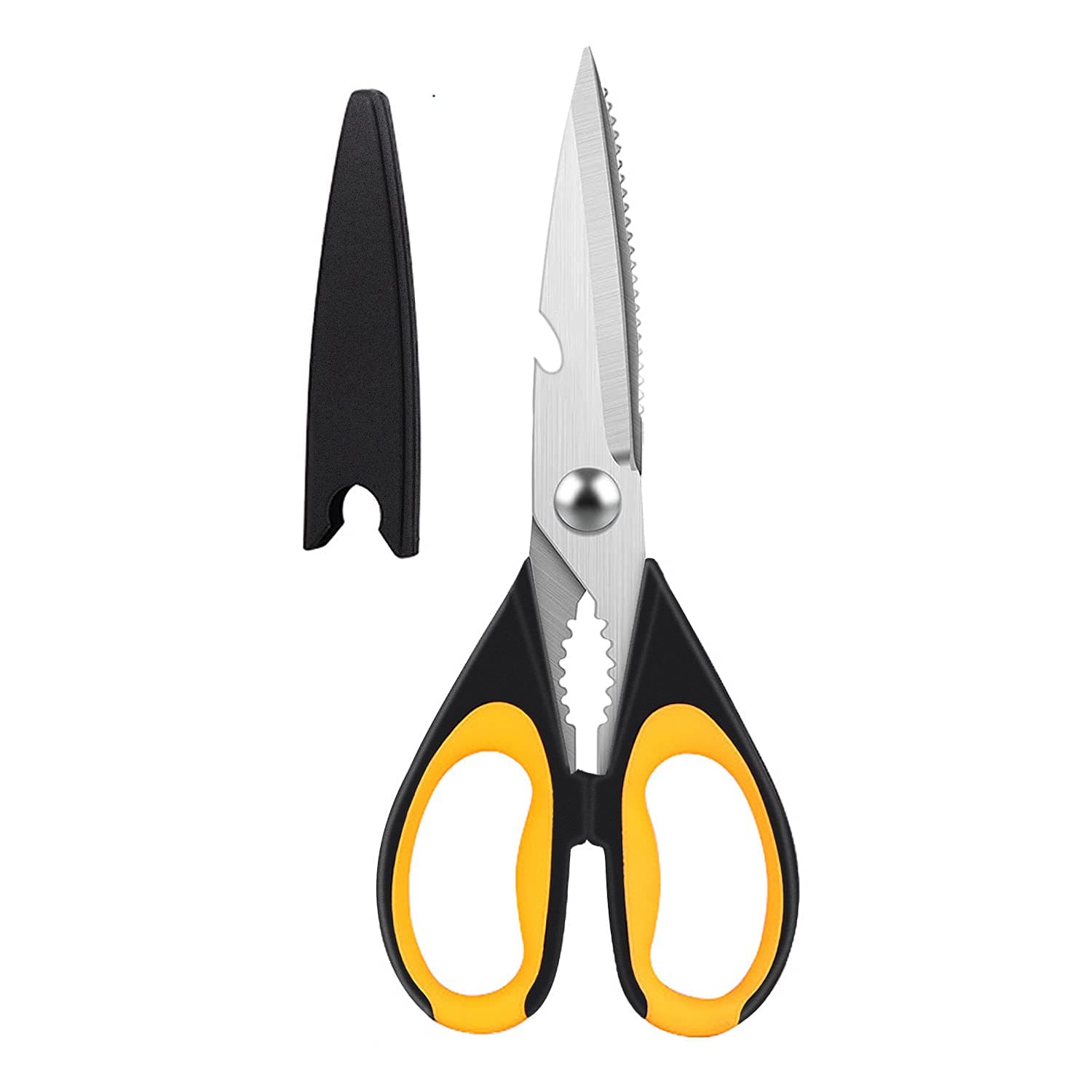 Heavy Duty Kitchen Scissors, Sharp Kitchen Scissors Multipurpose Utility Stainless Steel Scissor, Kitchen Shears for Chicken Poultry Fish Meat Vegetables Herbs BBQ Bones Flowers Nuts (Black & Orange)