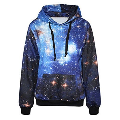 Women Galaxy Version Blue Galaxy Long Sleeve Hoodie Sweatshirt