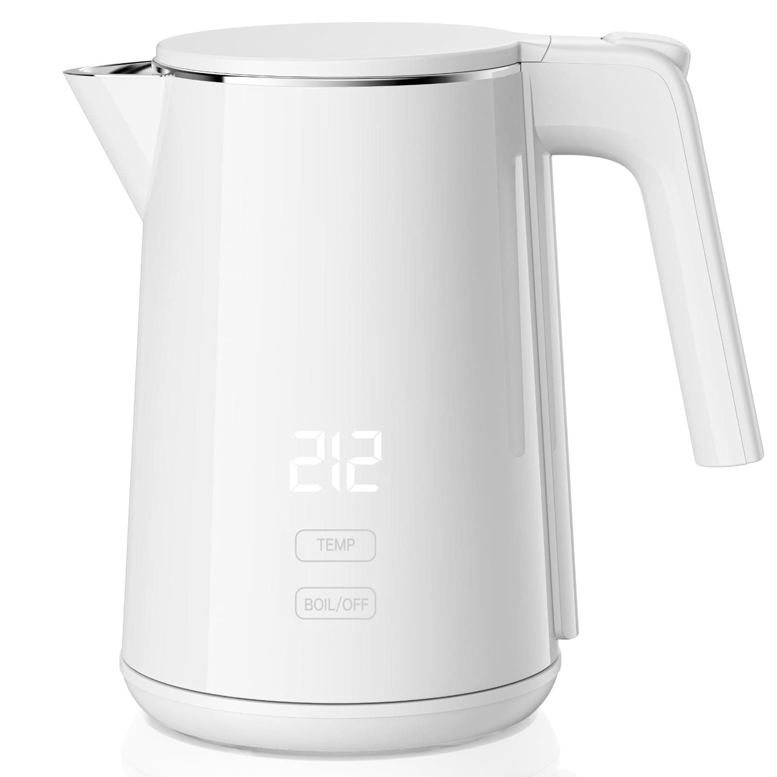 Electric Kettle, 1.0L 1200W Fast Heat with Auto Shut-Off, Boil-Dry Proof, 7 Temperature Control Teapot, Double Wall Stainless Steel Water Boiler Heater, 4H Keep Warm, Cool Touch Coffee Tea Pot, White