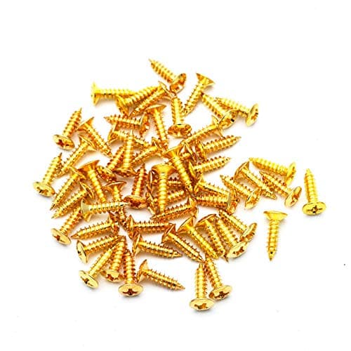 SAPHUE GETMusic 3MM Electric Guitar Bass Pickguard Screws Pick Guards Scratch Plate Mounting Screws for Fender Strat ST Tele TL Stratocaster Telecaster Gibson LP Les Paul SG Guitar Pack of 50 (Gold)