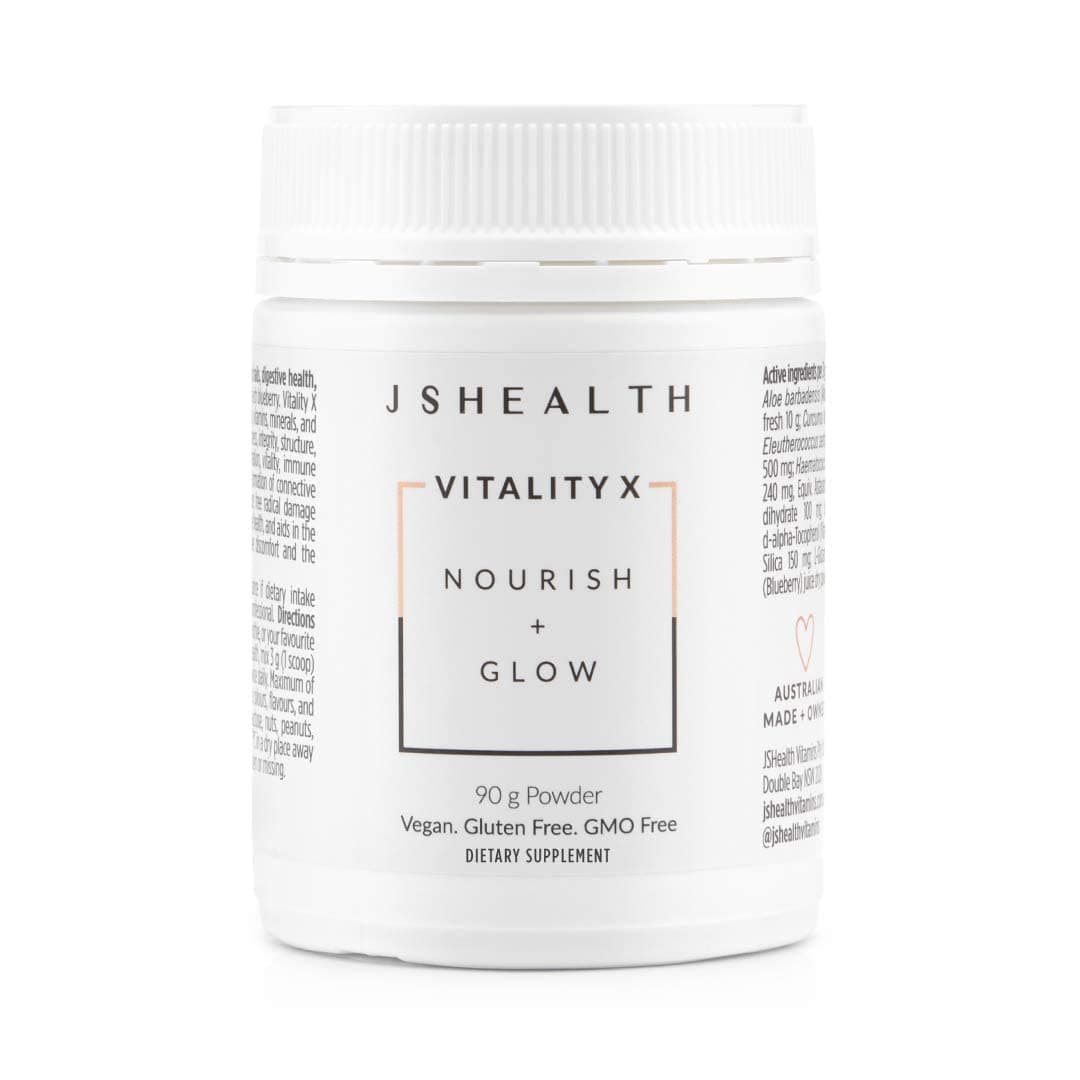 JSHealth Vitamins Vitality X Beauty Powder Supplement with Aloe Vera Ginseng and Vitamins C & E to Nourish Hair Skin and Nails (90g)