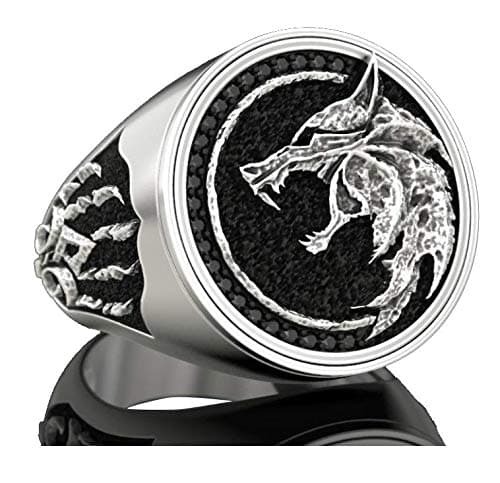EZUY GNAYMens Wolf Ring Jewelry Stainless Steel Ring Viking Ring Wizard Warrior Hunter Wolf Head Rings Gift For Men