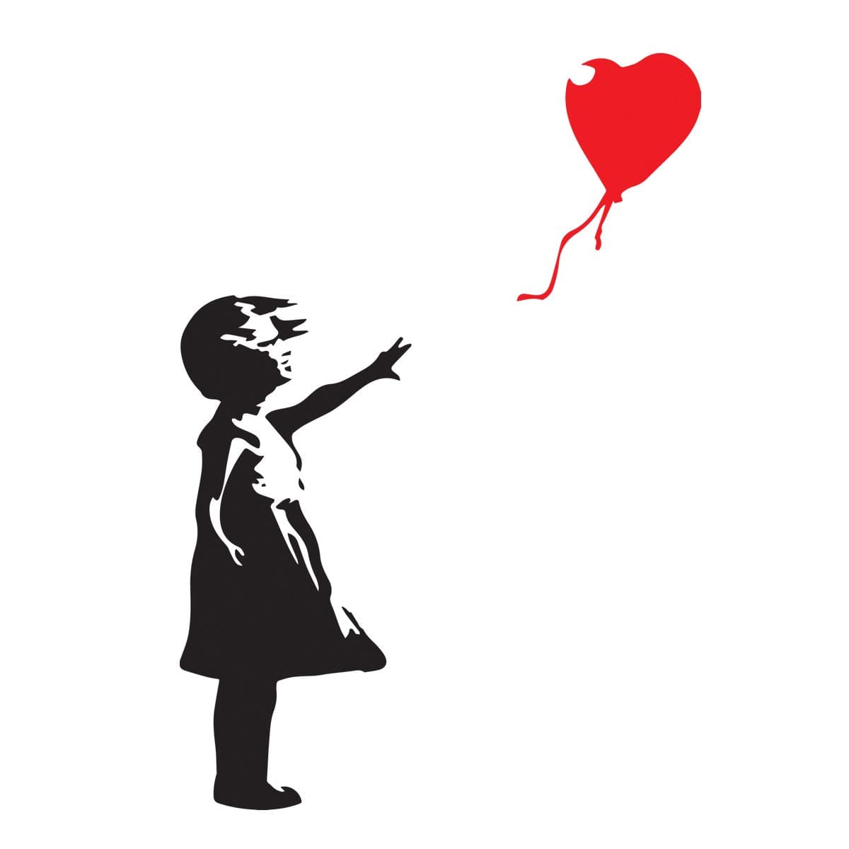Banksy Girl with balloon | Wall art graffiti vinyl Sticker | Urban Art Window, Car, Laptop Decal (Small - 13x9cm)