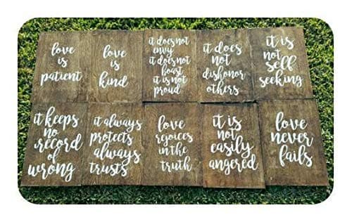LenRag05 Wedding Day Love Is Bible Aisle Signs Runners Christian Wood Sign Wall Hangings Rustic Home Decor Wall Hanging Wall Art Custom