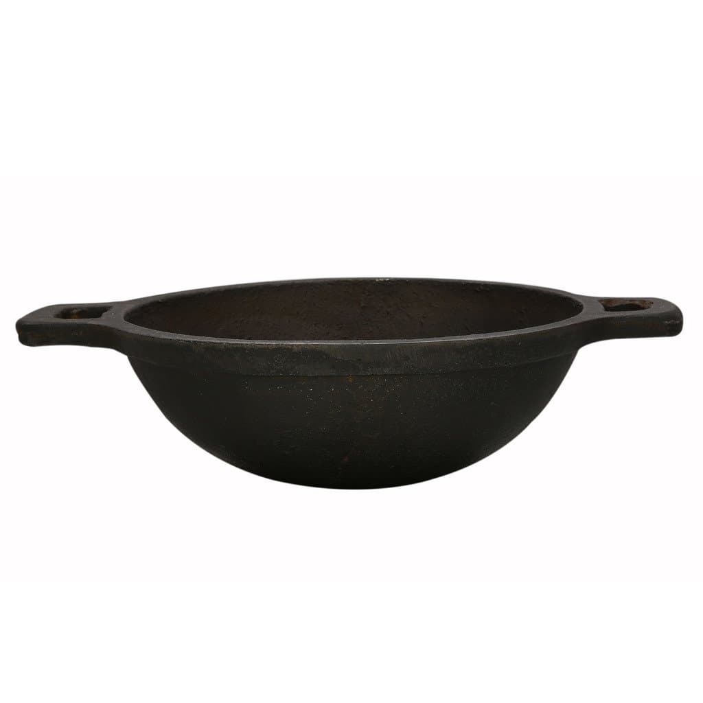 Rustik Craft Cookware Cast Iron Kadai/Wok for Cooking/ 2100 Grams/Length-9 & Height- 3.25 Inch/Dia- 5.5 mm…