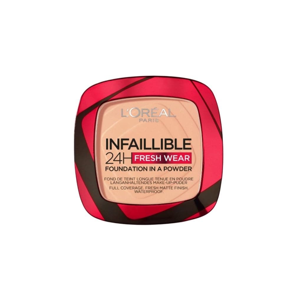 L'Oréal Paris Infallible 24H Fresh Wear Foundation in a Powder, Full-coverage, Longwear, Weightless Smooth Finish, Water-proof and Transfer-proof, 245 Golden Honey