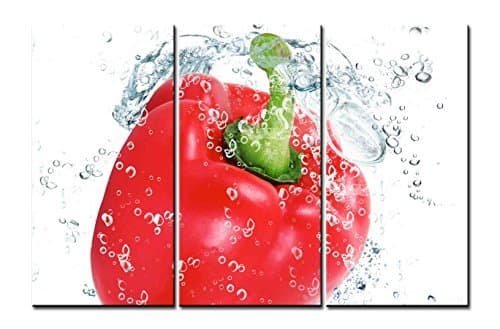Fingertip Art Wall Art Paintings - 3 Pieces Decor Art of Paprica Pepper Red Water Painting - The pictures Print on Canvas for Modern Home Decor Decoration