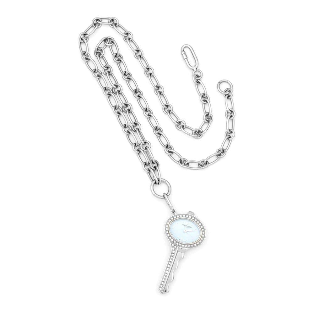 Jewelry Adviser Charles Hubert Watches Ladies Charles Hubert Stnless Steel Blue Dial 25mm Pendant Watch