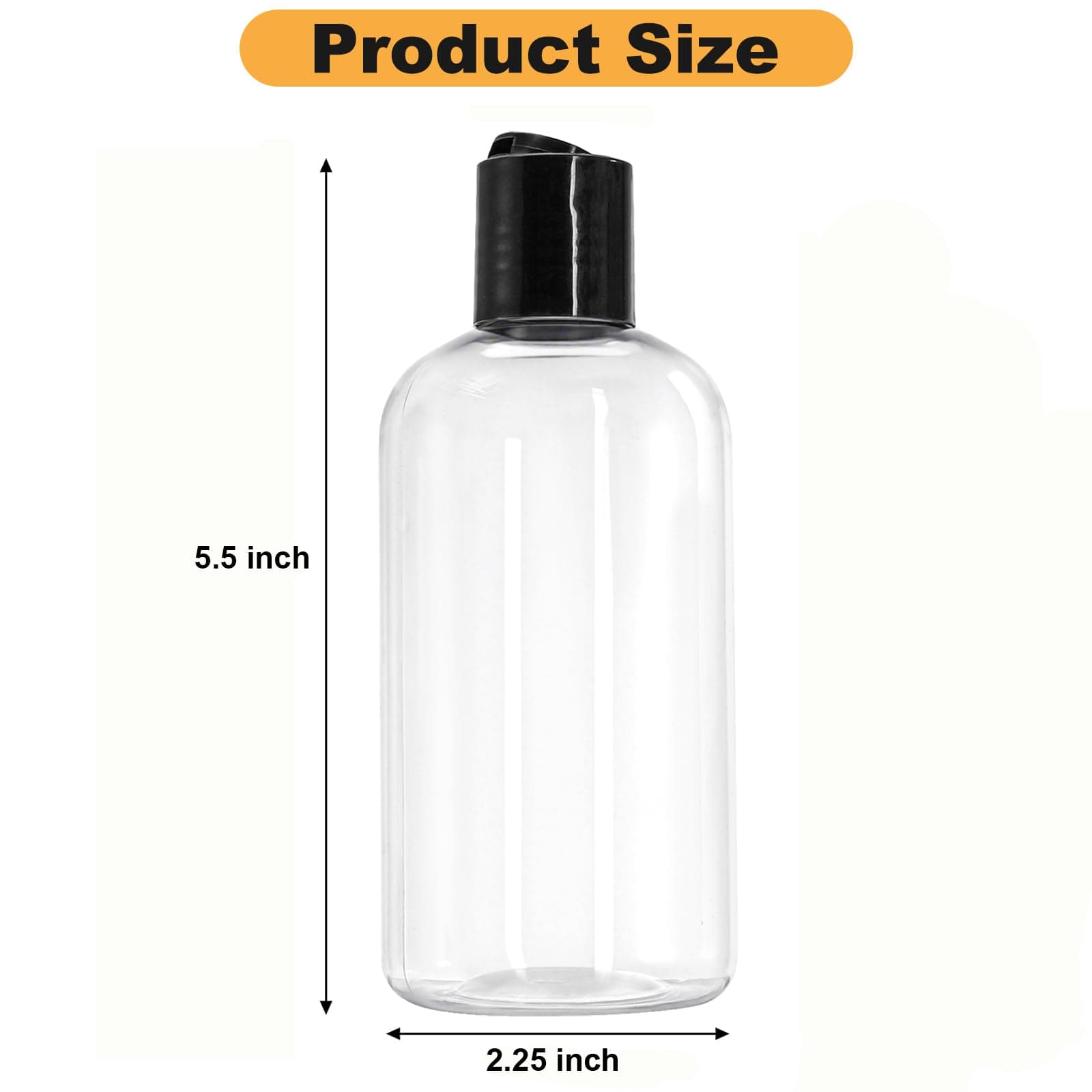 Bekith 16 Pack 8oz Plastic Squeeze Bottles with Disc Cap, Clear Travel Containers For Shampoo, Lotions, Liquid Body Soap, Creams