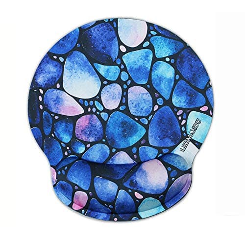 Lizimandu Mouse Pad with Wrist Support,Memory Foam Non Slip Mouse Pad Wrist Rest for Office,Computer,Laptop & Mac - Durable & Comfortable & Lightweight for Easy Typing & Pain Relief(BlueLittleStone)