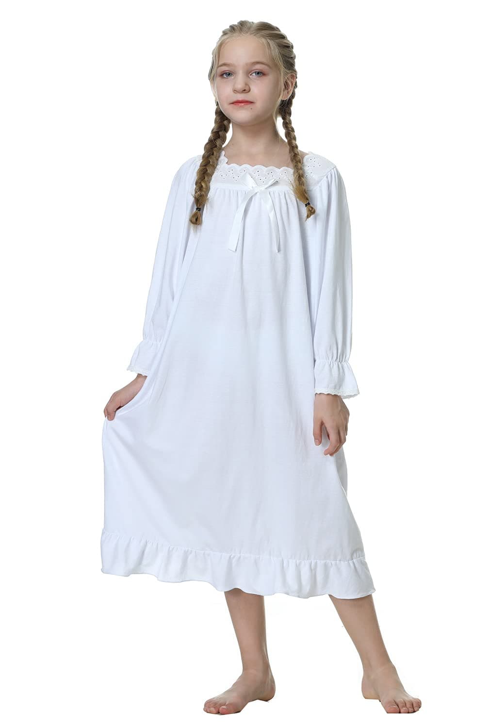 Lovely Girls Princess Nightgown Soft Cotton Sleepwear Kids 3-12 Years