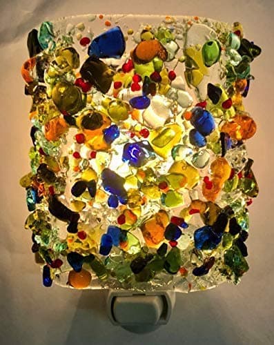 Happy Hour Recycled Bottle Glass Colorful Fiesta Confetti Night Light Nightlight Unique Home Accent