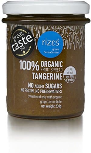 Rizes Greek Delicatessen Organic 100% Fruit Spread Tangerine | Greek Marmalade Alternative with Real Fruit & No Added Sugar | Pack of 2 x 230g (460g Total)