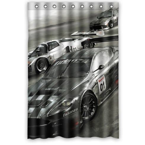 Custom Fashionable Design Race Car waterproof polyester fabric bathroom shower curtain 48" x 72" home decor