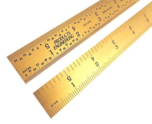 PEC Tools Rigid 12" 4R Titanium Nitride Coated Extreme Scratch Resistant Ultra High Contrast Machinist Engineer Ruler Scale with Markings 1/8, 1/16, 1/32 & 1/64 402-012TN