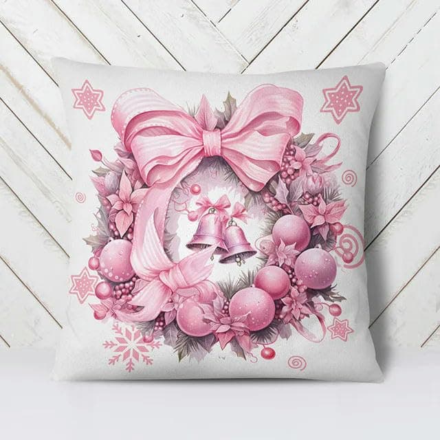 XIANGNNew Christmas Pink Throw Pillow Cover Sofa Cushion Bedroom Room Home Decoration Holiday Gift-8-50x50cm