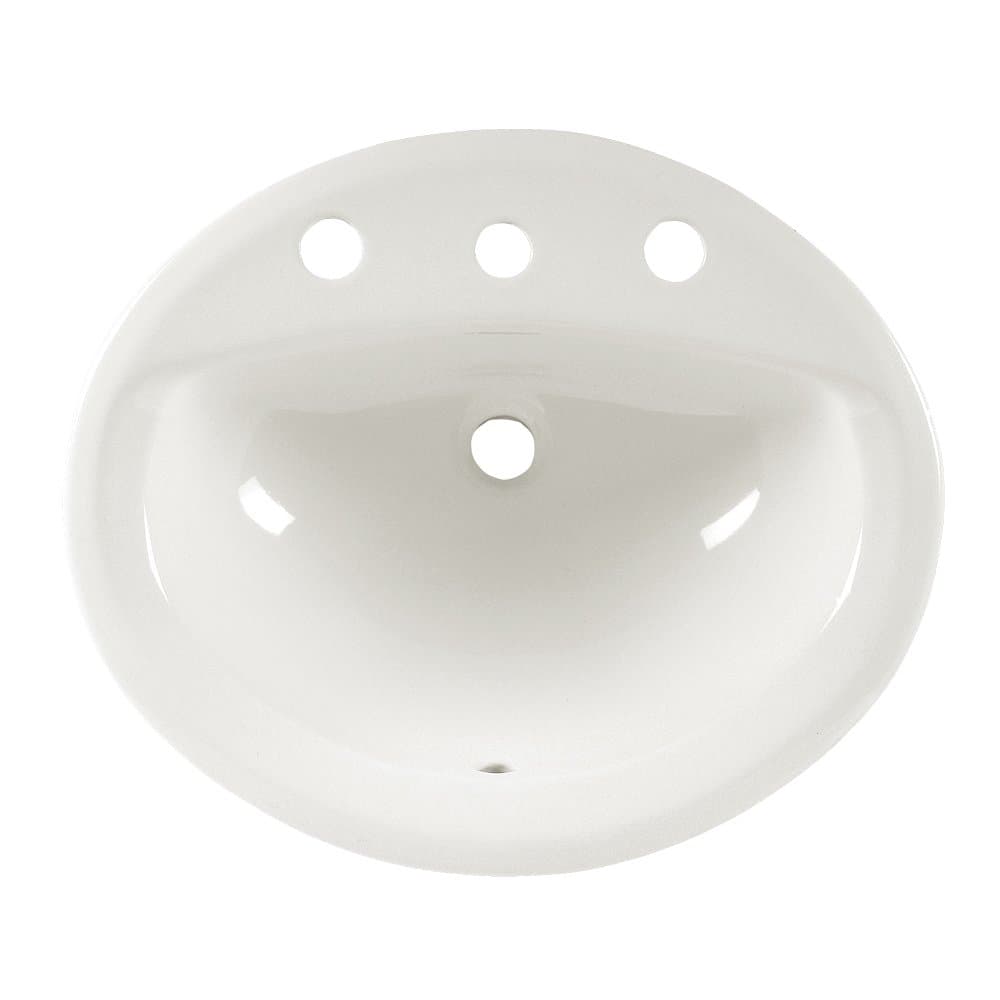 American Standard 0475020.020 Aqualyn Oval Drop-In Bathroom Sink with 3 Faucet Holes (8 Centers), White, 16" x 10"