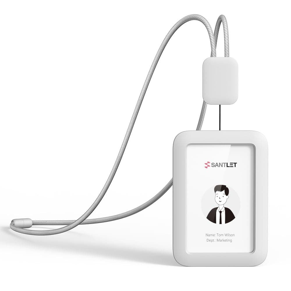 Premium ID Badge Holder with Lanyard, Retractable Badge Reel, Safety Breakaway Buckle, 2 Card Slots Soft Silicone ID Card Holder Vertical for Office Staff Teachers Employees