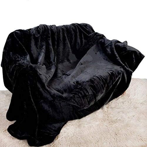 House of Windsor Luxury Soft Plush Faux Fur Mink Throw (Suitable for King Size Bed or 3 Seater Sofa) Sofa Bed Runner Bedspread Blanket (Black 200 x 240 cms)