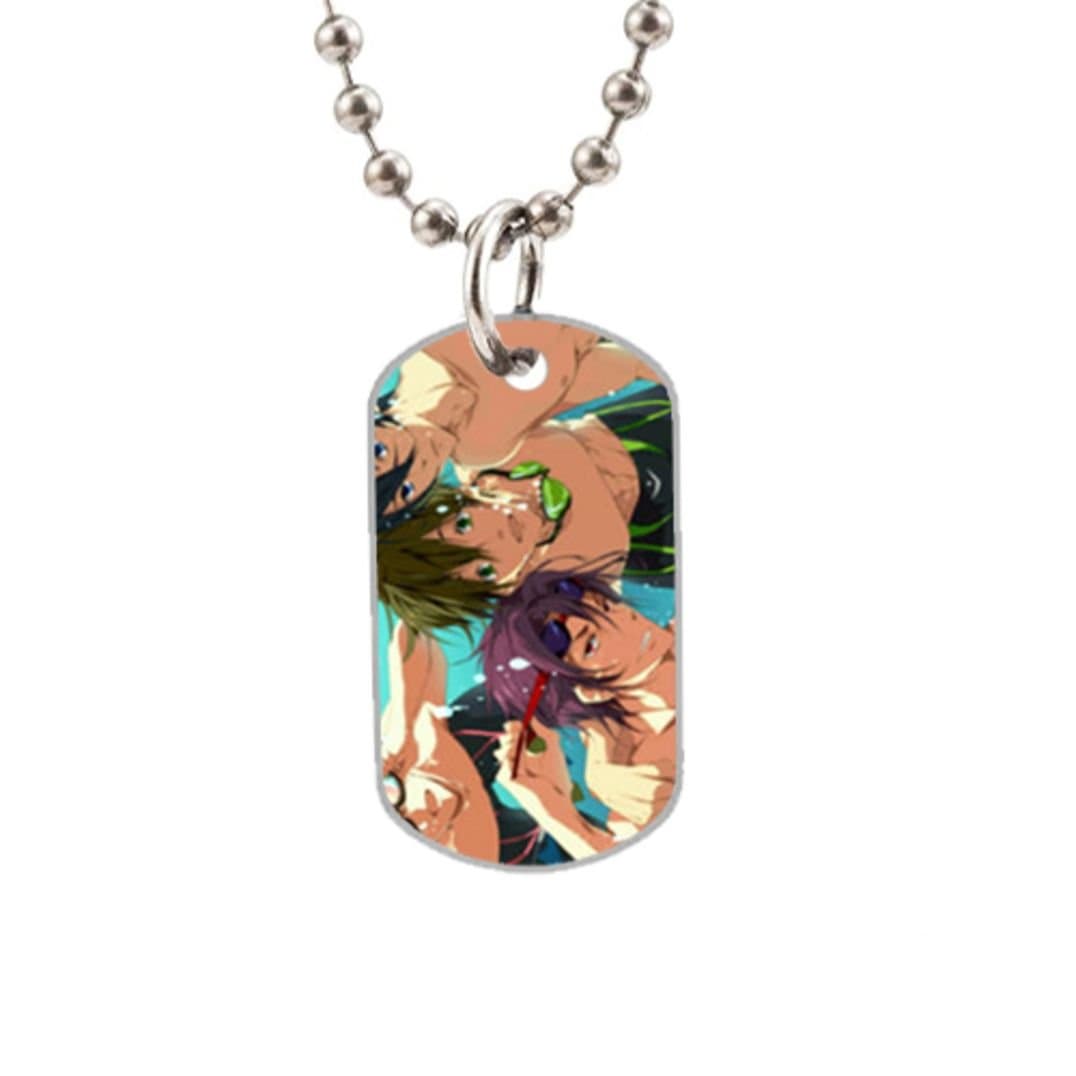 Free Iwatobi Swim Club - Unique Design oval dogtag (Large Size)and Includes 30" Aluminum Bead Chain