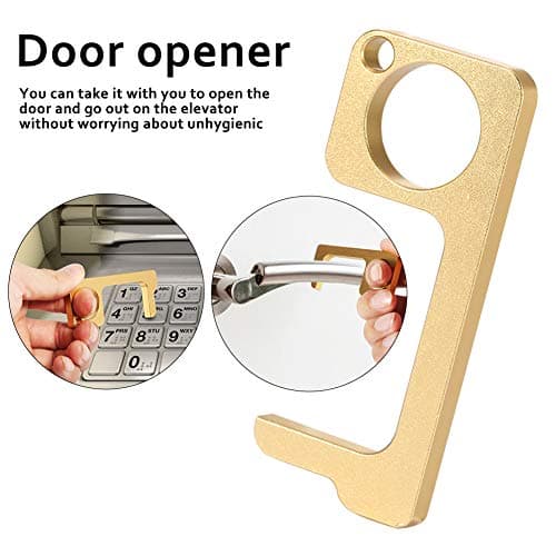 YTXTT Door Opener, Mini Self-Cleaning Reusable Handle Tools, Press Elevator Button Hand Stick for Home Outdoor (Copper)