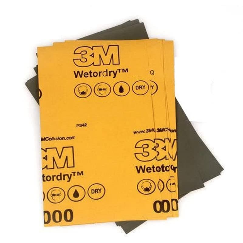 3M Sandpaper for Wood Furniture Finishing, Metal Sanding, and Automotive car/bike Polishing, Dry or Wet Sanding 2000 Grit Pack of 2 Pcs