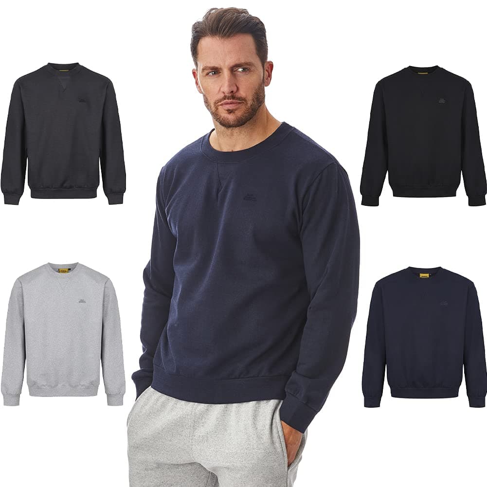 Men's Fleece Crew Neck Sweatshirt – Soft Cotton Blend Pullover Jumper, Lightweight Workwear Sweatshirt with Relaxed Fit for Casual & Work Wear