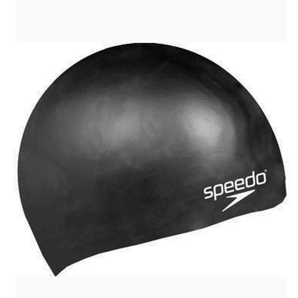 Speedo Plain Moulded Silicone Swim Cap - Black