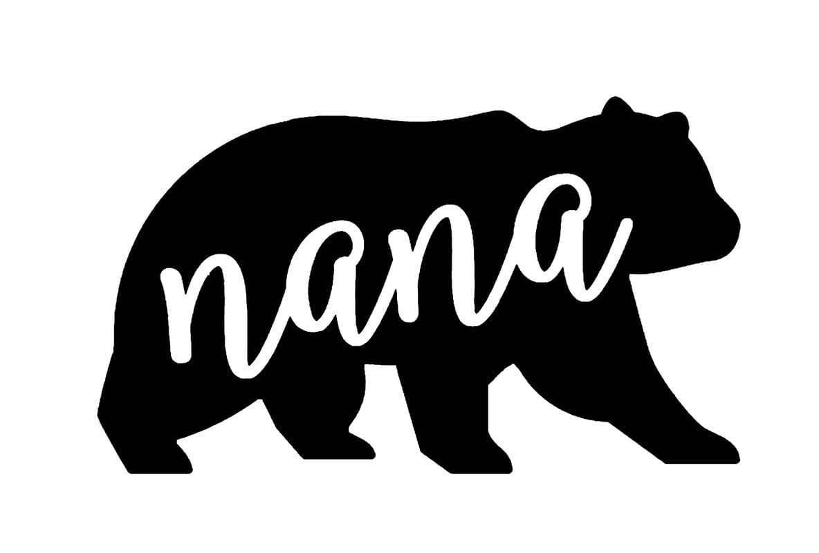Nana Bear Decal Vinyl Sticker|Cars Trucks Vans Walls Laptop|Black |5.5 x 3.2 in|DUC1791