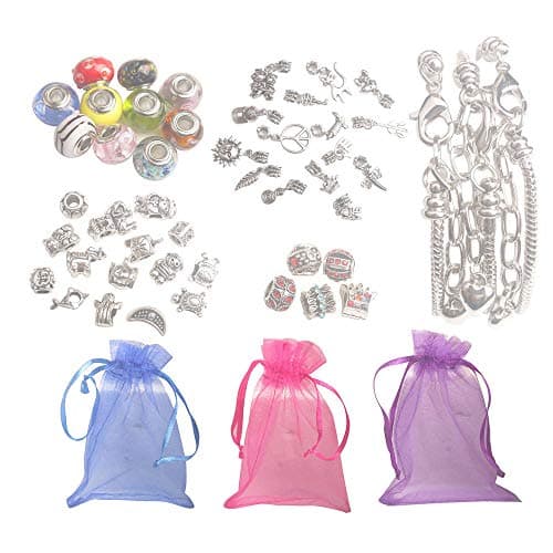 ChangJin 3X European Style Murano Glass Bead Charm Bracelet Making Kit for Women Girl DIY Gift Set