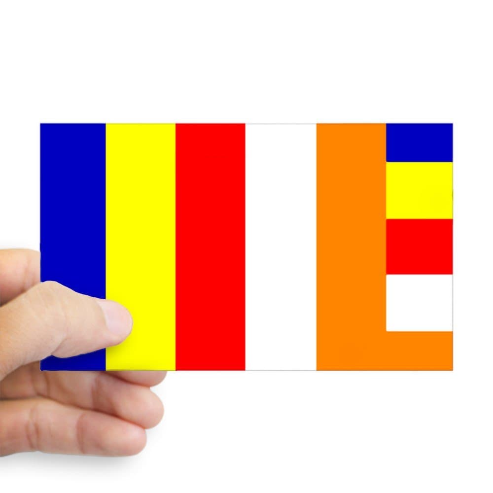 CafePress - Buddhist Flag Rectangle Sticker - Rectangle Bumper Sticker Car Decal