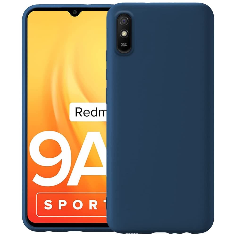 TrueObjects Redmi 9A Sport Back Cover | Soft Silicone | Slim Matte | Liquid TPU | Shockproof Back Case Cover for Xiaomi Redmi 9A Sport (Blue)