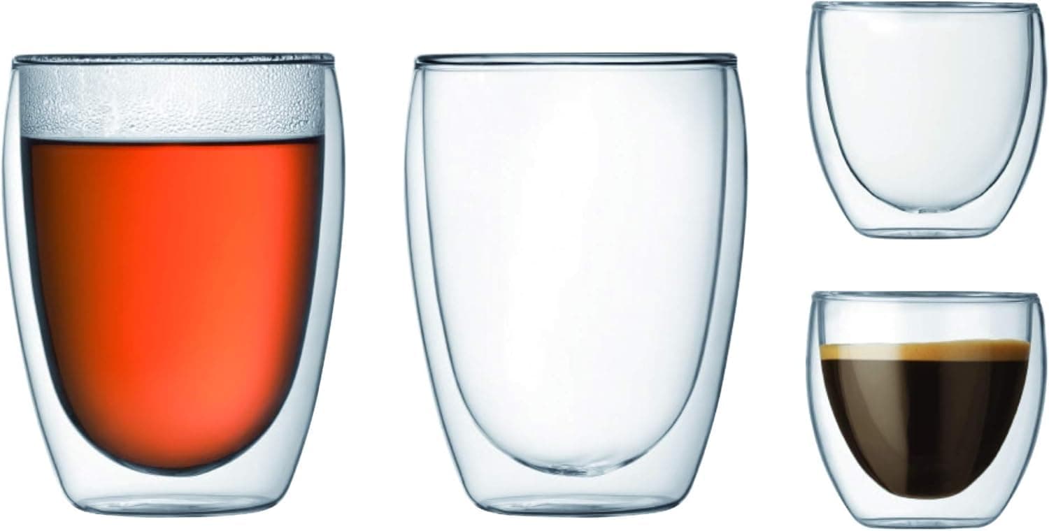 Double Wall Glass Set, 0.08 l, 0.35 l, 2 pcs, 4 Count (Pack of 1)