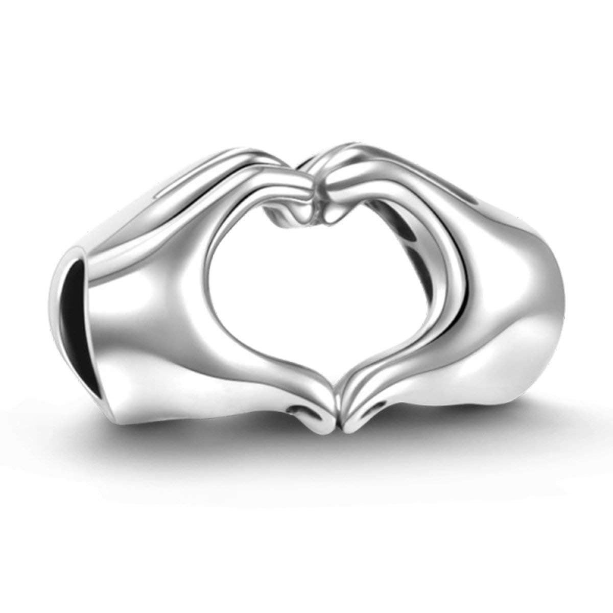 Heart Love Hands Charm 925 Sterling Silver Charm Bead Fits European Brand Charms Wonderful