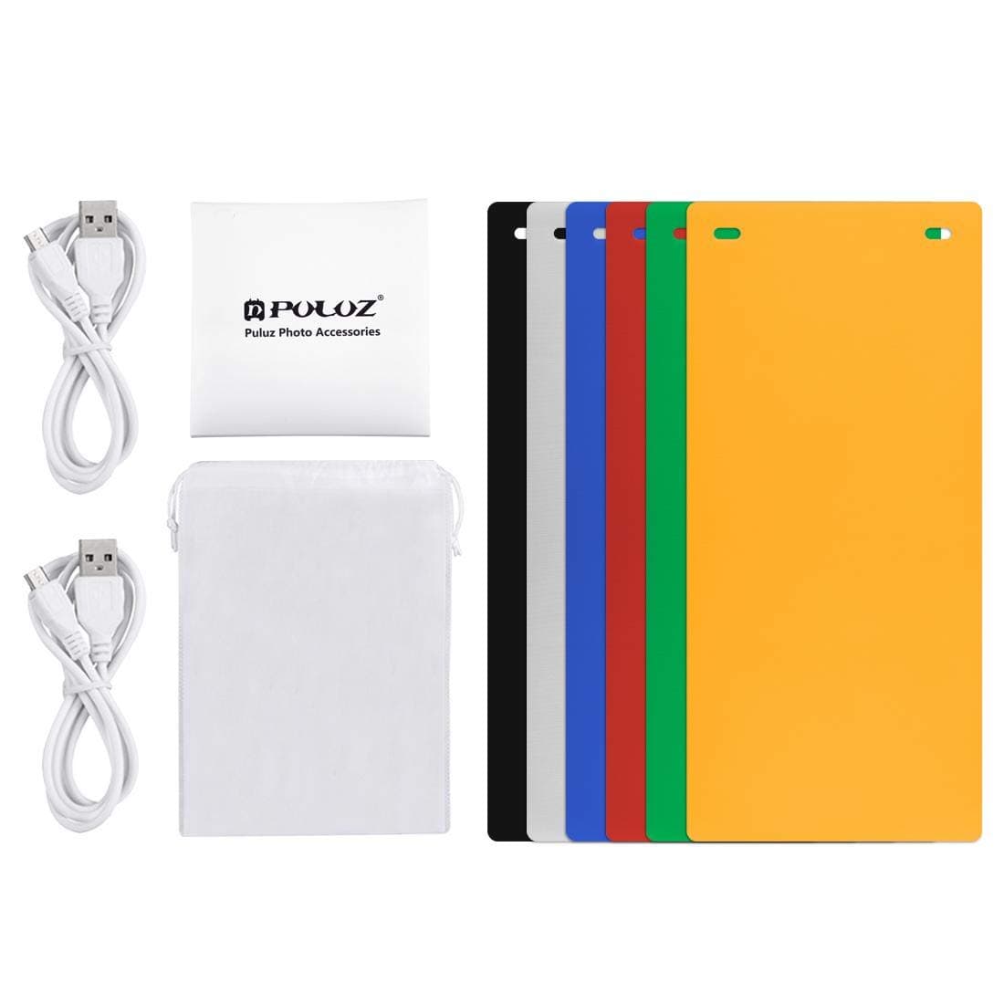 PULUZ24cmx23cmx22cm include 2 LED Panels Folding Portable Light Photo Lighting Studio Shooting Tent Box Kit with 6 Colors Backdrops