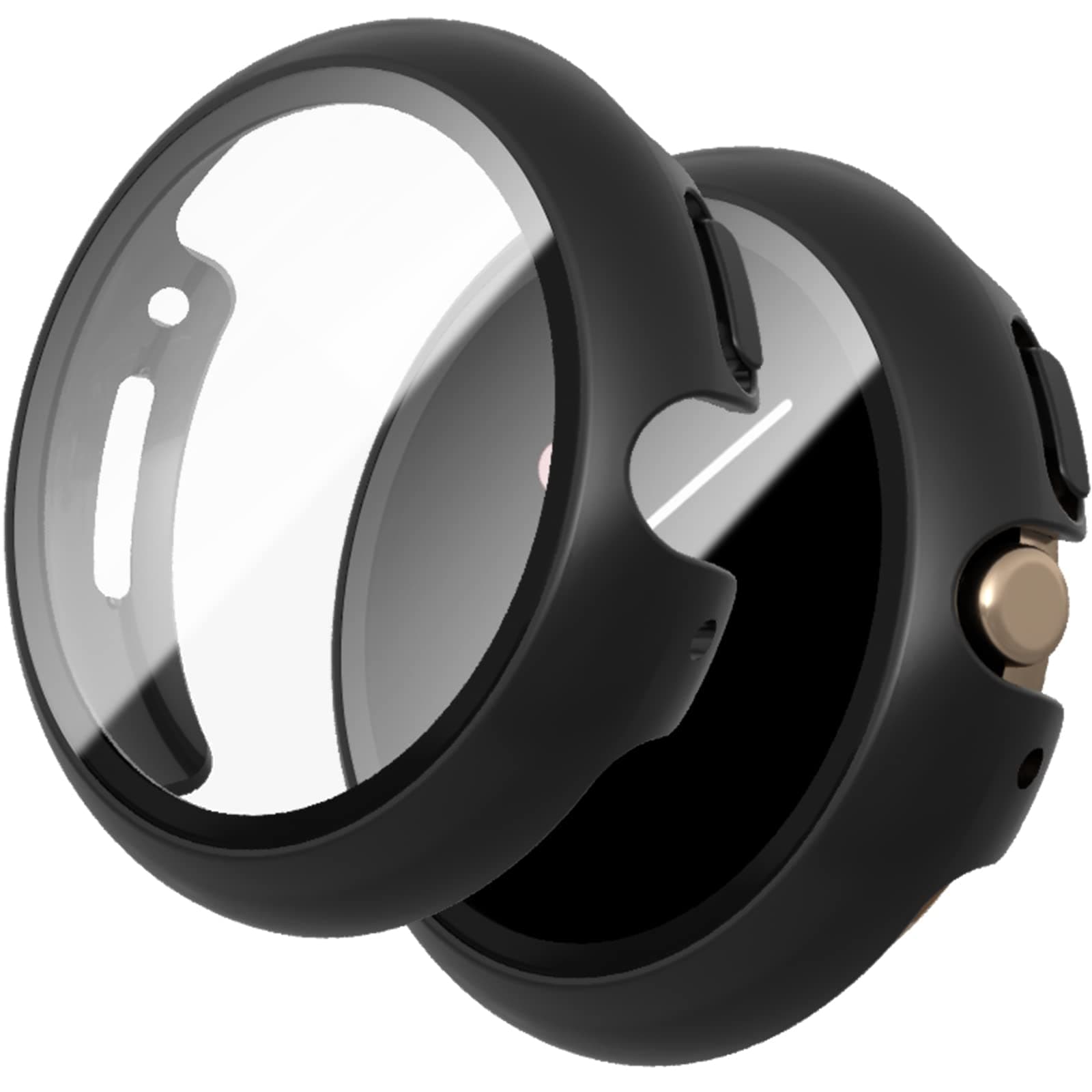 [2 Pack] Compatible with Google Pixel Watch 2(2023) / Pixel Watch Case with Tempered Glass Screen Protector, Matte Full Coverage Protective Cover Bumper